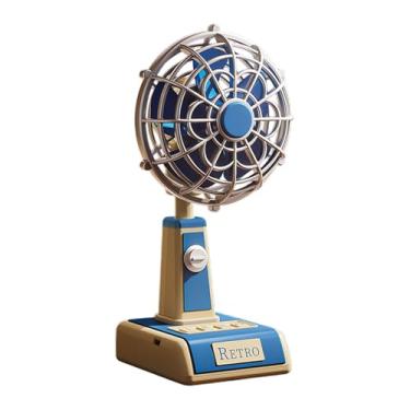Imagem de WeiLaiKeQi Fã de mesa poderoso silencioso para cima e para baixo Gire presentes versáteis pequenos ventiladores de resfriamento portátil para carro para casa, Azul