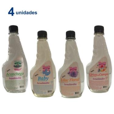 Imagem de Kit 4 Água para Tecido Refil 500ml Facilitador Para Passar Perfumar Se