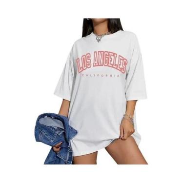 Imagem de Camiseta Oversized Feminina Los Angeles - Manga Curta Respirável - Est