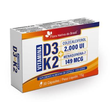 Imagem de Vitamina D3 K2 2000ui 30 cápsulas Flora Nativa do Brasil