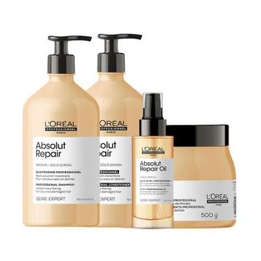Imagem de Kit L'Oréal Pro Serie Expert Absolut Repair Gold Quinoa - Shampoo e Co