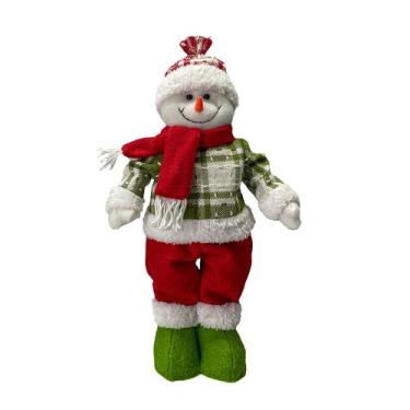 Imagem de Boneco de Neve Funny Trico Verde e Vermelho de Pé 41cm - Magizi