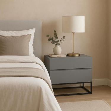 Imagem de Mesa De Cabeceira Industrial 60cm Base Preto Pé De Ferro - LCN Móveis,