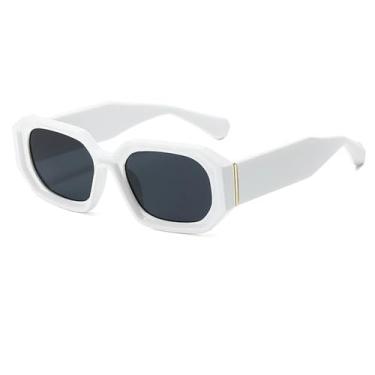 Imagem de VFDHN Óculos de sol femininos com lentes UV400 e proteção solar para acampamento, armação grande, masculino (branco e preto)