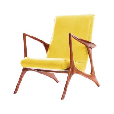 Imagem de Poltrona Luxo Couro Sintético Amarelo Vk Anos 50 Cor Amarelo