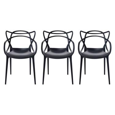 Imagem de Kit Com 3 Cadeiras De Jantar Jardim Allegra - Preta