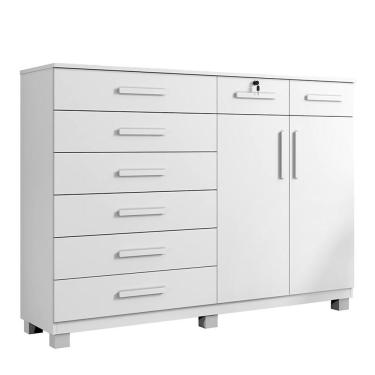 Imagem de Comoda New Triunfo Quarto Com 8 Gavetas E 2 Portas Branco Branco