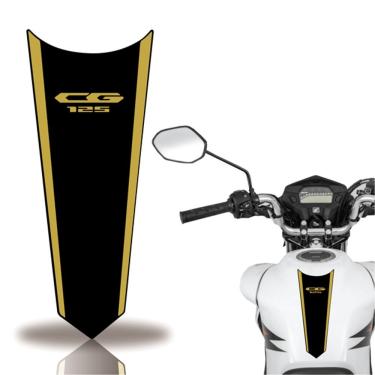 Imagem de Adesivo Faixa Gravata Tanque Moto Cg 160 125 Titan Fan 125 Preto Listra Dourado