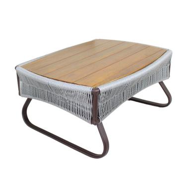 Imagem de Mesa De Centro Milão Em Alumínio Com Tampo Madeira Em Corda Sintética Cinza