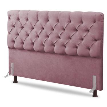 Imagem de Cabeceira Cama Box Casal King Size Lylla 195cm Capitonê Com Frame Veludo Rosê - Abmaza