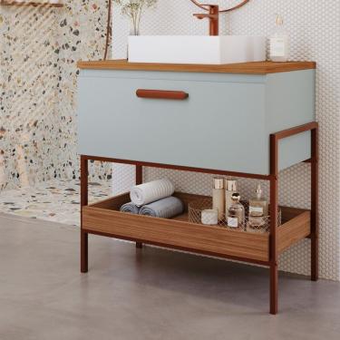 Imagem de Gabinete Para Banheiro Com Cuba Hana Espresso Móveis Pistache