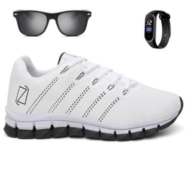 Imagem de Kit Tênis Esportivo Para Academia Corrida Confortável e Leve + Relógio Digital e Óculos - Branco/40