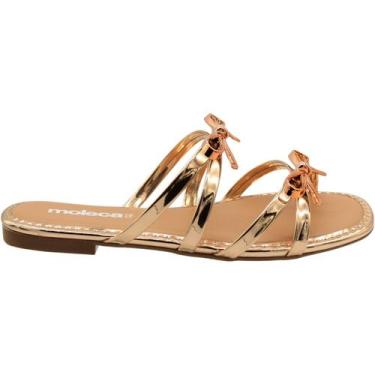 Imagem de Tamanco Rasteiro Moleca Tiras Metalizadas Feminino, Nude, 36