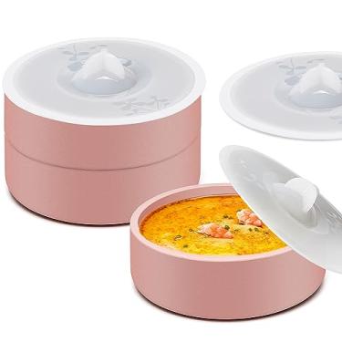 Imagem de Dootafy Poacher De Ovos Silicone Com Tampas, Pacote 3 Xícaras Para Poché, Próprias Micro-Ondas, Forno E Fritadeira A Ar, Tigelas Pequenas Preparação - Rosa