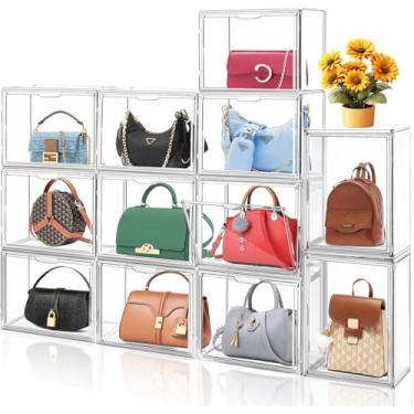 Imagem de EDS FAM Pacote Com 10 Caixas De Armazenamento Plástico Transparentes E Empilháveis Tampa Magnética, Estojo Acrílico Para Sapatos, Livros, Cosméticos, Colecionáveis, Organizador Bolsas