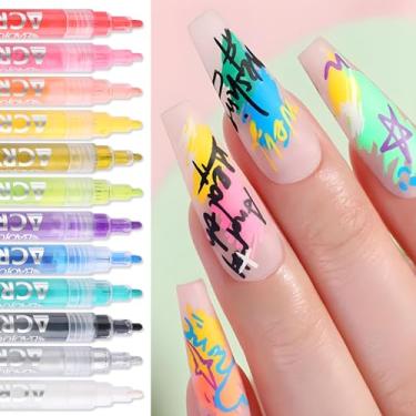 Imagem de SUTOKAKA Conjunto De Canetas Para Nail Art Com 12 Cores, Grafite, Pontilhado, Esmalte, Desenho, Pintura, Delineador, Caneta Acrílica Pintada, Kit Casa E Salão, Design Unhas Faça Você Mesmo, Ferramen