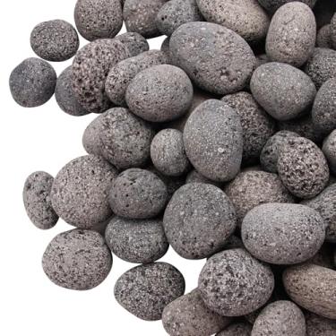 Imagem de CFKJ 18 Libras De Pedras Lava Preta Para Fogueira, Naturais, Rocha Vulcânica Fogueira Gás E Lareira (1"-2")