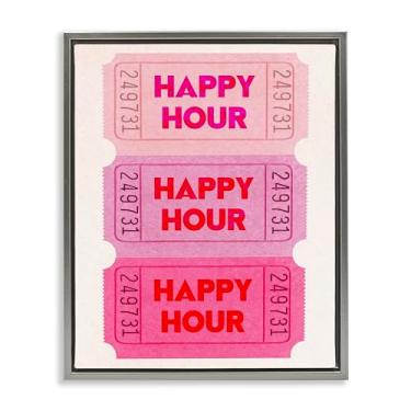 Imagem de Stupell Industries Happy Hour Tickets Cinza Emoldurado Tela Flutuante Arte Design por Lil' Rue, 17 x 21