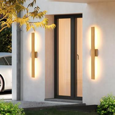 Imagem de JOKAONOTL Luzes De Varanda Led Longas Douradas 34 Pol. Luminárias Externas Modernas À Prova D'Água Para Parede Externa, Casa, Garagem, Porta Da Frente, Pátio, Pacote Com 2