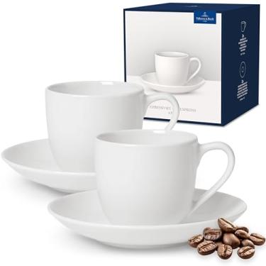Imagem de Conjunto de 4 xícaras e pires For Me da Villeroy & Boch - Porcelana premium - Feito na Alemanha - Seguro para lava-louças e micro-ondas - Serviço para 2
