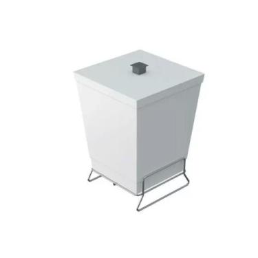 Imagem de Cesto de Lixo Banheiro Branco Com Suporte Inox Chão Super Luxo - Stolf