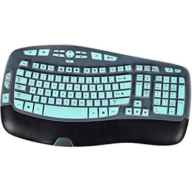 Imagem de Capa de teclado para Logitech K350 MK570 MK550 Capa de teclado para Logitech K350 MK550 MK570 Wireless Wave Teclados Capas acessórios protetores de pele, verde menta