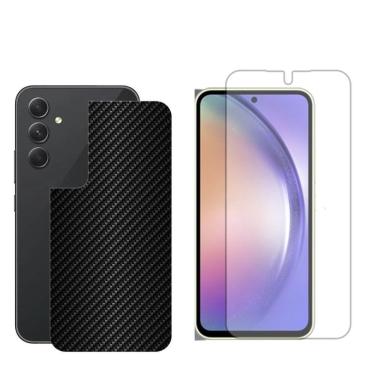 Imagem de Película Hidrogel + Adesivo Fibra De Carbono Para Galaxy A54 5g - Preta