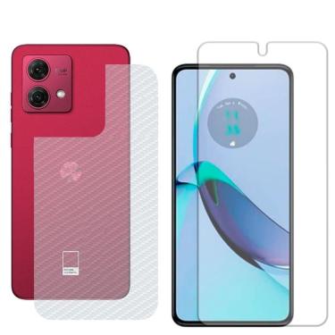 Imagem de Película Hidrogel + Adesivo Fibra De Carbono Para Motorola Moto G84 - Transparente