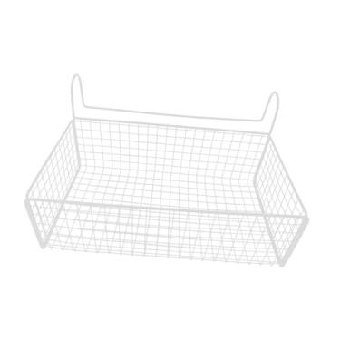 Imagem de ＫＬＫＣＭＳ Cesta de armazenamento suspensa ao lado da prateleira de ferro organizadora para parede cúbica dormitório apartamento cama e beliche brinquedos, Branco Sem Ganchos