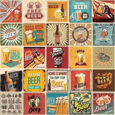 Imagem de Adesivo de Azulejo Cozinha Vintage Beer 15x15cm 18un - Quartinhos