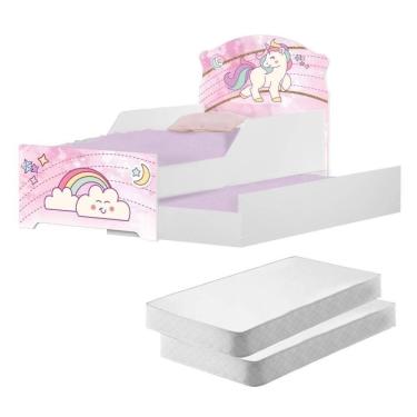 Imagem de Bicama Infantil Uly Unicórnio Rosa Com Colchões