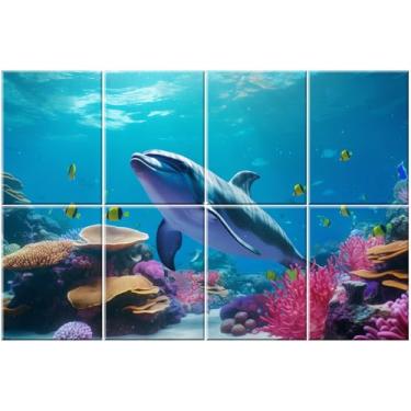 Imagem de HIRESC Pacote com 8 painéis acústicos artísticos de espuma de parede à prova de som, painéis absorventes de som de 121 x 81 cm, bloqueador de som decorativo, tratamento acústico para estúdio de