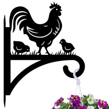 Imagem de peacoblue Ganchos de ferro para pendurar plantas internas ao ar livre, vasos de samambaia, lanterna, alimentador de pássaros, sinos de vento, suportes de parede de metal resistente ao clima de galo de