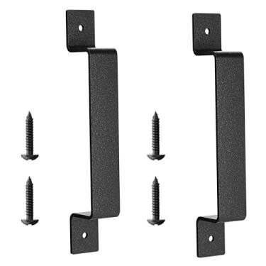 Imagem de Maçaneta de porta de celeiro SANKEYTEW, pacote com 2 unidades, preta e sólida, maçaneta para porta de celeiro, armários, gavetas, galpão de garagem (quadrado plano)
