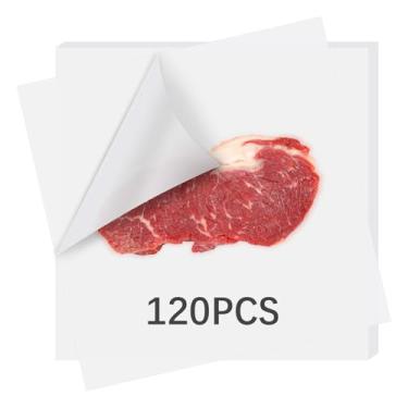Imagem de 120 peças de papel de açougueiro branco para sublimação, sem cera, folhas de papel de açougueiro de sublimação quadrada 30,5 x 30,5 cm, papéis de charcutaria descartáveis pré-cortados para prensa
