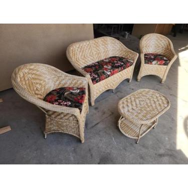 Imagem de Conjunto Jogo Sofá E Poltronas Fibra Sintética Área Externa Interna - 