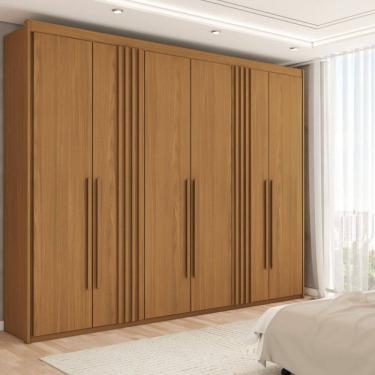 Imagem de Guarda-Roupa Casal Palm 6 Portas 4 Gavetas Flex Natural - Panorama Móveis