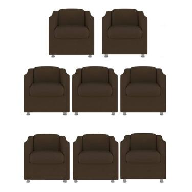 Imagem de Kit 8 Poltronas Bia Decorativa Reforçada Recepção Clinica Salão Sala De Estar Suede
