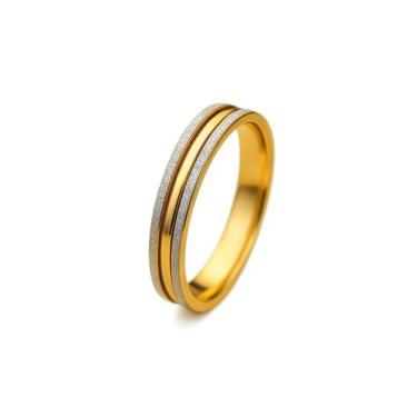 Imagem de Anel Noivado Ouro 18k 4mm Casamento Tungstenio Anatomica Frizo Brilhan