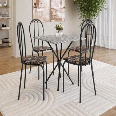 Imagem de Conjunto sala de Jantar Mesa Quadrada 70cm Tampo Granito com 4 Cadeira