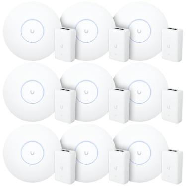 Imagem de 9 Roteadores Wi-Fi 6 Access Point 3.0 Gbps + 9 Injetores PoE+ | 9 U6+ Ubiquiti Com 9 Fontes 48V 30W