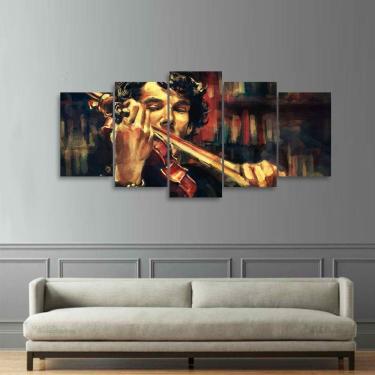 Imagem de Quadro decorativo Mosaico 5 Peças Sherlock Holmes Séries