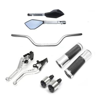 Imagem de Kit Guidão 22mm Manopla v2 TM2 Manete Yes 125 - Stark Race, Prata