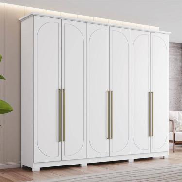 Imagem de Guarda Roupa Casal Americano Prime Ambiente 6 Portas 6 Gavetas com Pés Branco HP - Henn