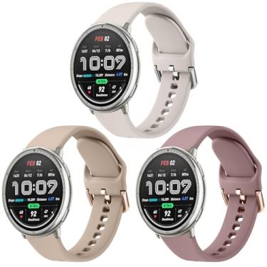 Imagem de Pacote com 3 pulseiras de silicone para Amazfit Active 2/Active/GTR Mini/GTS 4 Mini/GTS 4/GTS 3/GTS 2e/GTS 2 Mini/GTS 2/GTS, pulseiras esportivas macias de substituição de 20 mm para Amazfit Bip U Pro