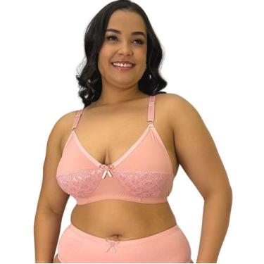 Imagem de Sutiã Plus Size Sem Bojo Reforçado Microfibra comDetalhe em Renda - TJ
