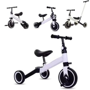 Imagem de Triciclo Infantil 4 em 1 Dobrável, Conversível em Bicicleta de Equilíbrio, Disponível em Amarelo, Branco e Vermelho (Branco)