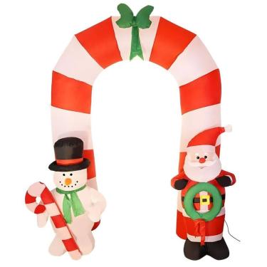 Imagem de Arco Inflável Natal Iluminado LED Papai Noel e Boneco de Neve Bivolt 2,4m - Wincy