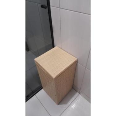 Imagem de Roupeiro/Cesto de Roupa em Fibra Sintética 59 Litros 30x30x60/ Cesto Organizador lavanderia(palha)