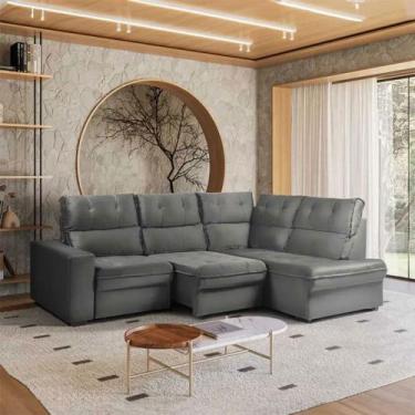 Imagem de Sofá de Canto Retrátil e Reclinável 5 Lugares Veludo Antonia Takei, Ti